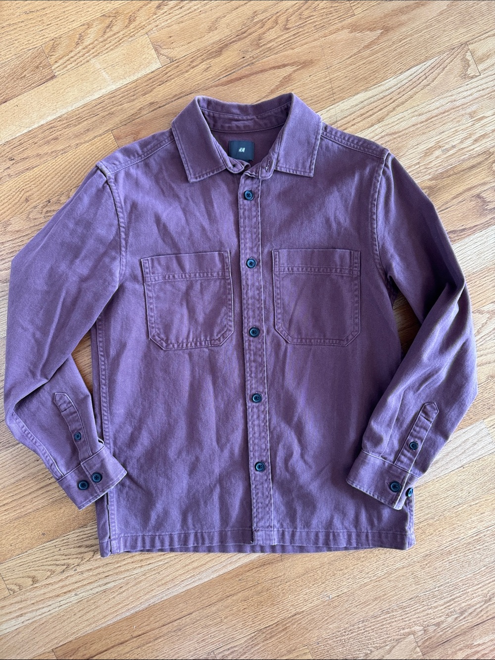 H&M Dusty Maroon Button-Up Shirt Jacket 100% cotton Small